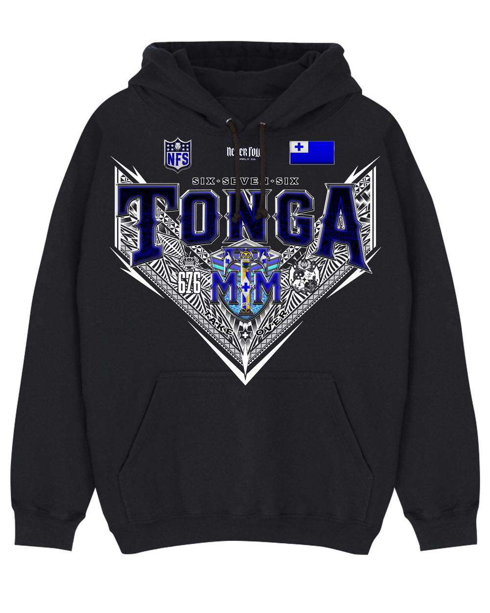 Tonga League Blue - White V - Hood