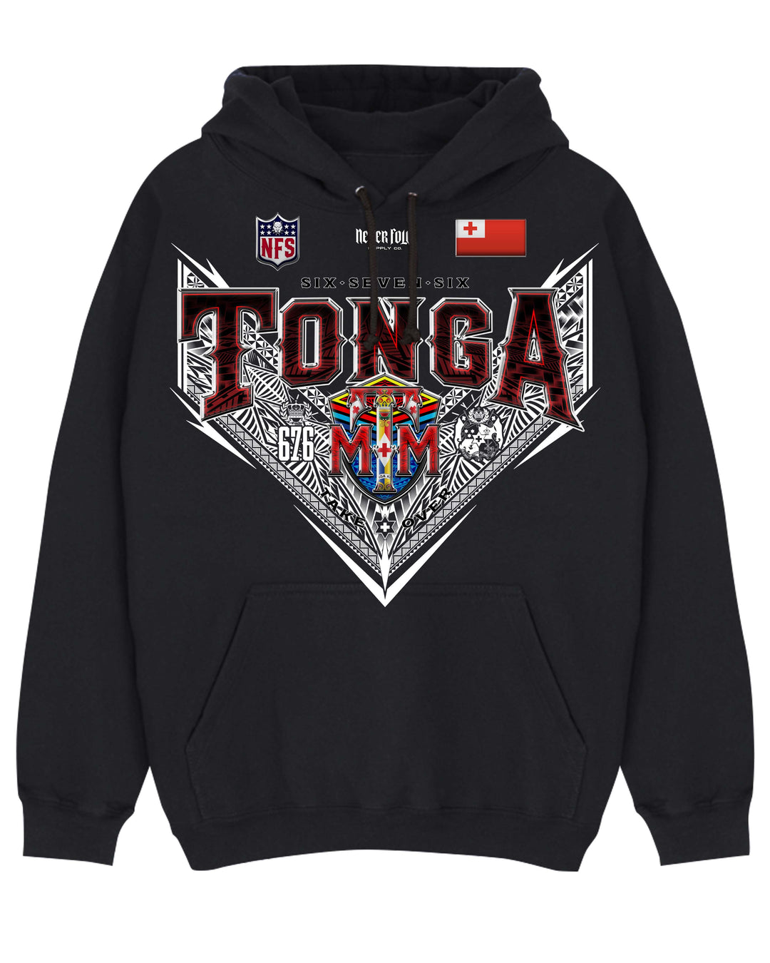 Tonga League Red - White V - Hood