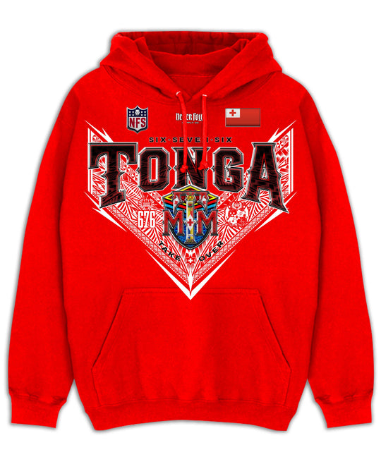 Tonga League Red - White V - Hood