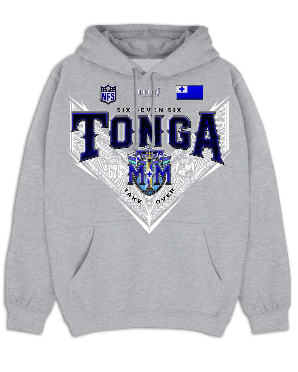 Tonga League Blue – White V – Hood, view 3