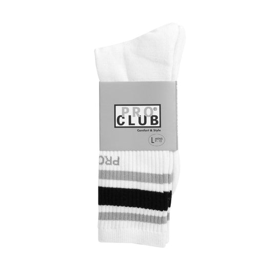 Pro Club Strip Crew Sock - White