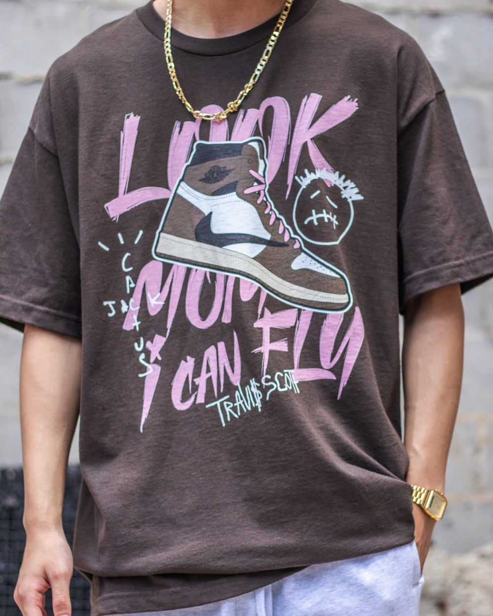 Look Mum – Brown Tee, view 4